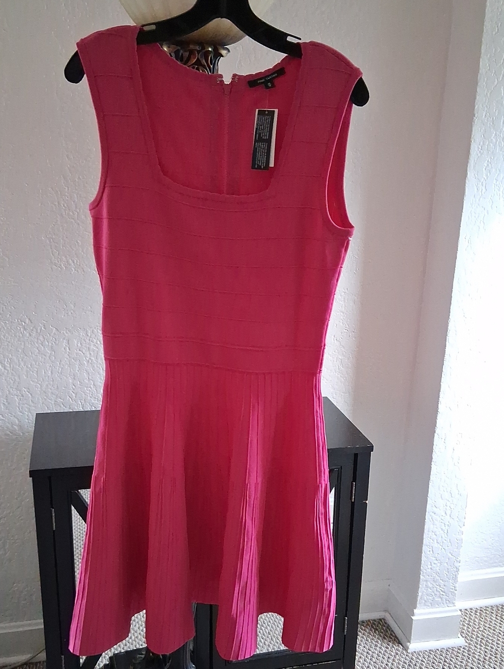 Pink Tartan Hot Pink Sleeveless Scoop Neck Fit-and-Flare Dress